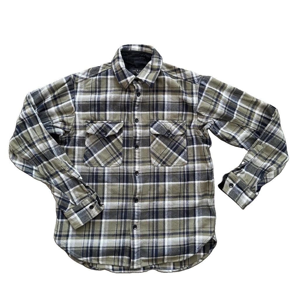 Rag & Bone Tartan Plaid Flannel Shirt Men M Green Blue Cotton Workwear Button Up